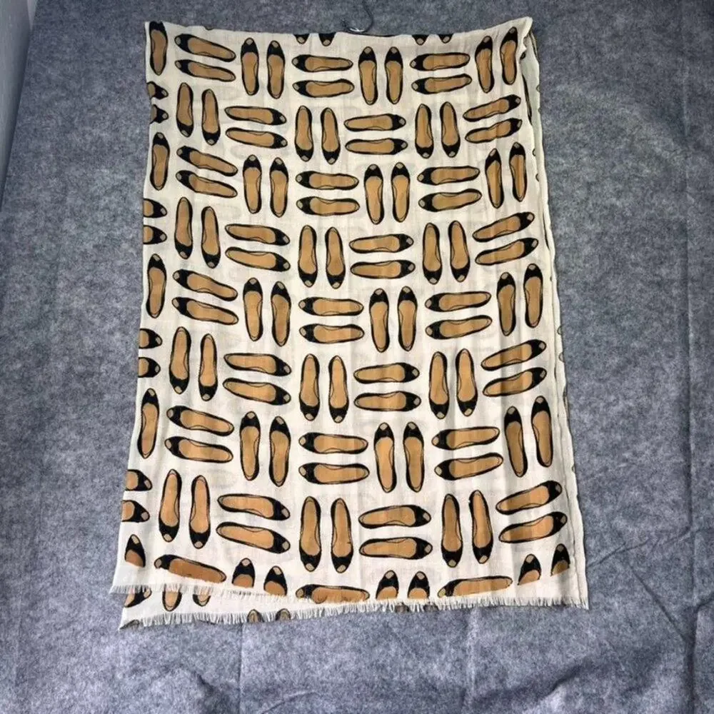 Novelty Flats Shoes Print Lightweight Neutral Scarf